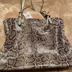 Michael Kors Black Gray Large Lenox Tote